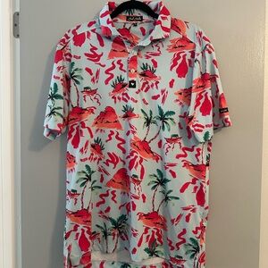 Bad Birdie Men's Tropical Polo - Red and Green